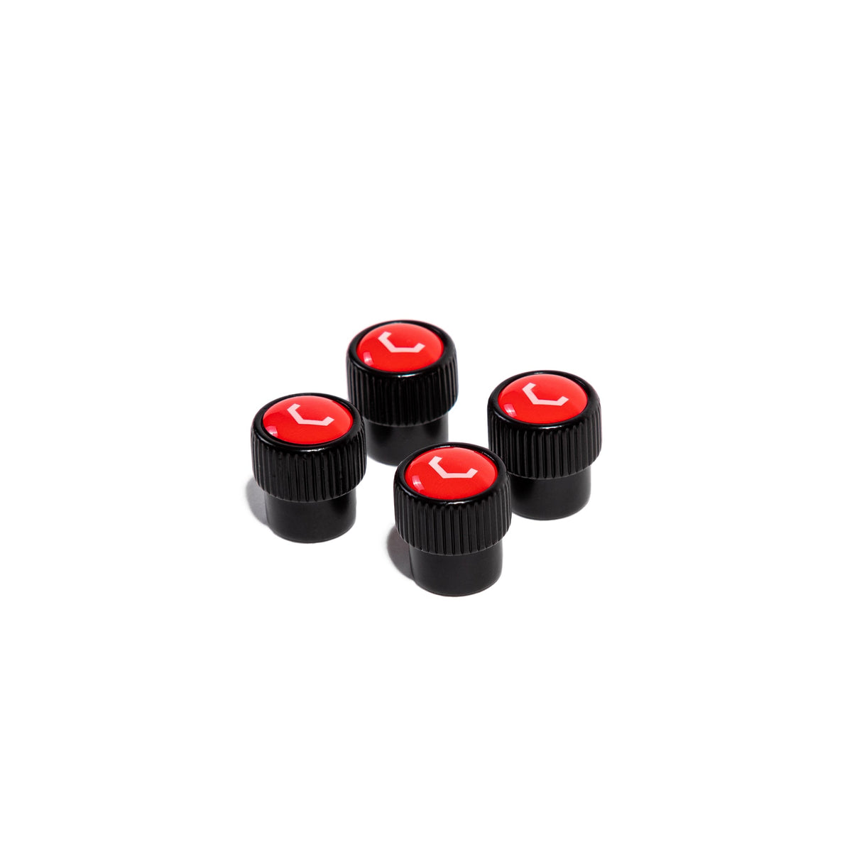 Vossen Classic V black and red valve stem cap set, product view