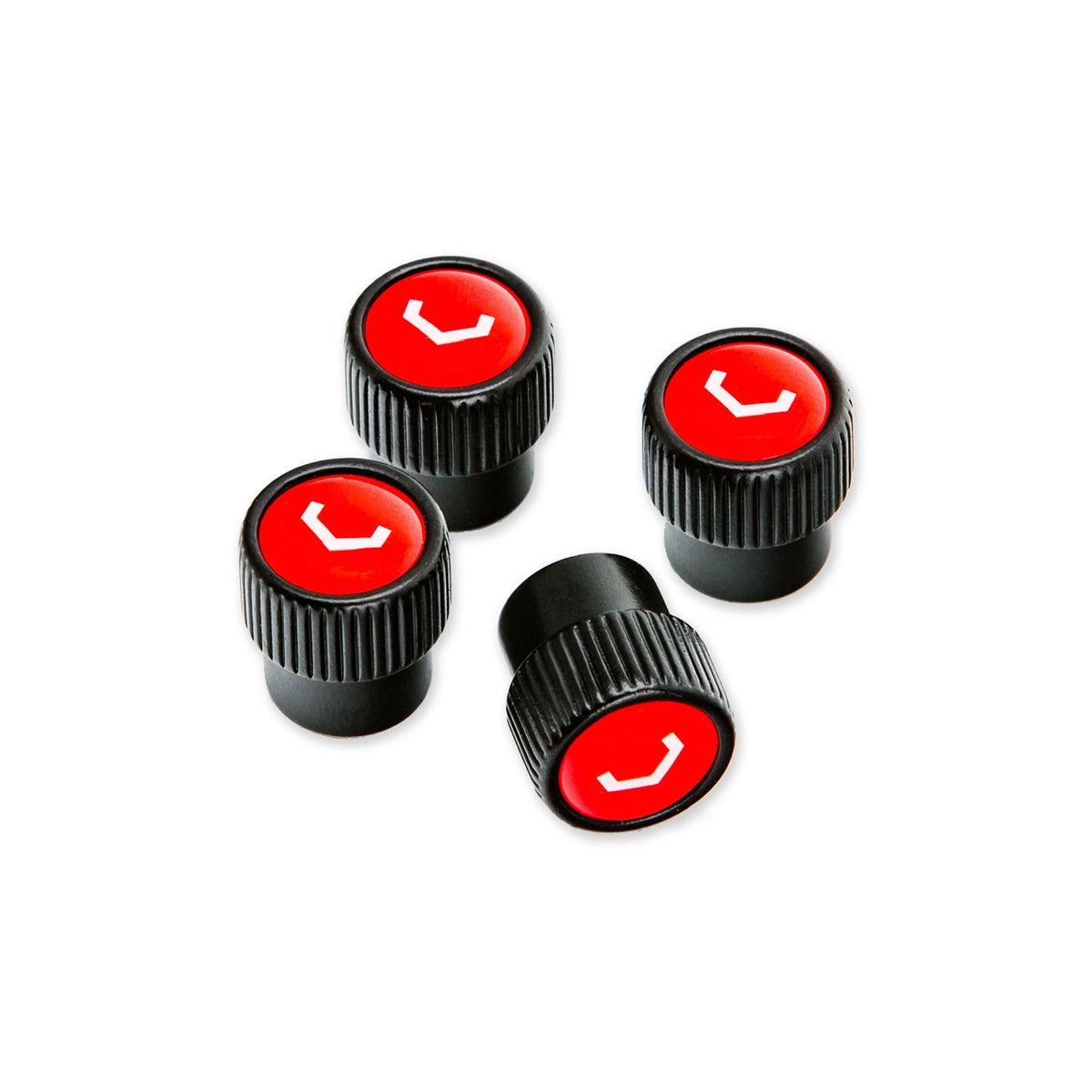Vossen Classic V black and red valve stem cap set, alternate view