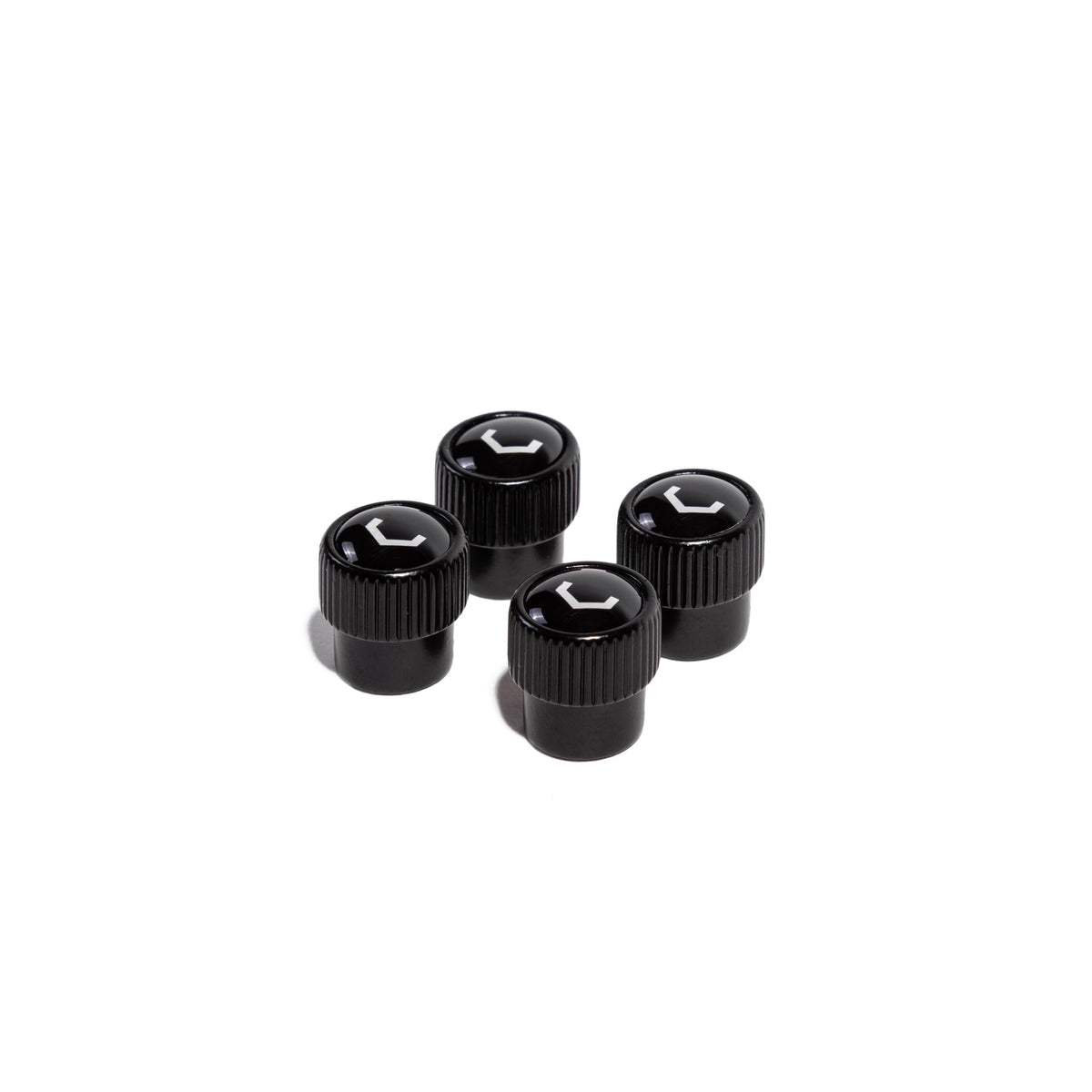 Vossen Classic V black and black valve stem cap set, product view