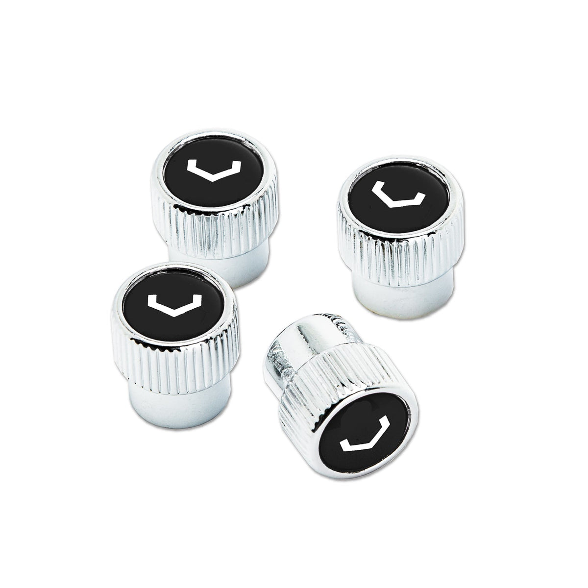 Vossen Classic V chrome and black valve stem cap set, alternate view