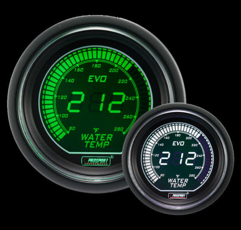 2-1/16" Evo Electrical Green and White Water Temperature Gauge--thumbmail-4