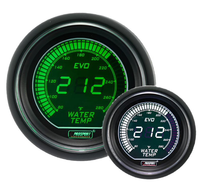 2-1/16" Evo Electrical Green and White Water Temperature Gauge--thumbmail-1