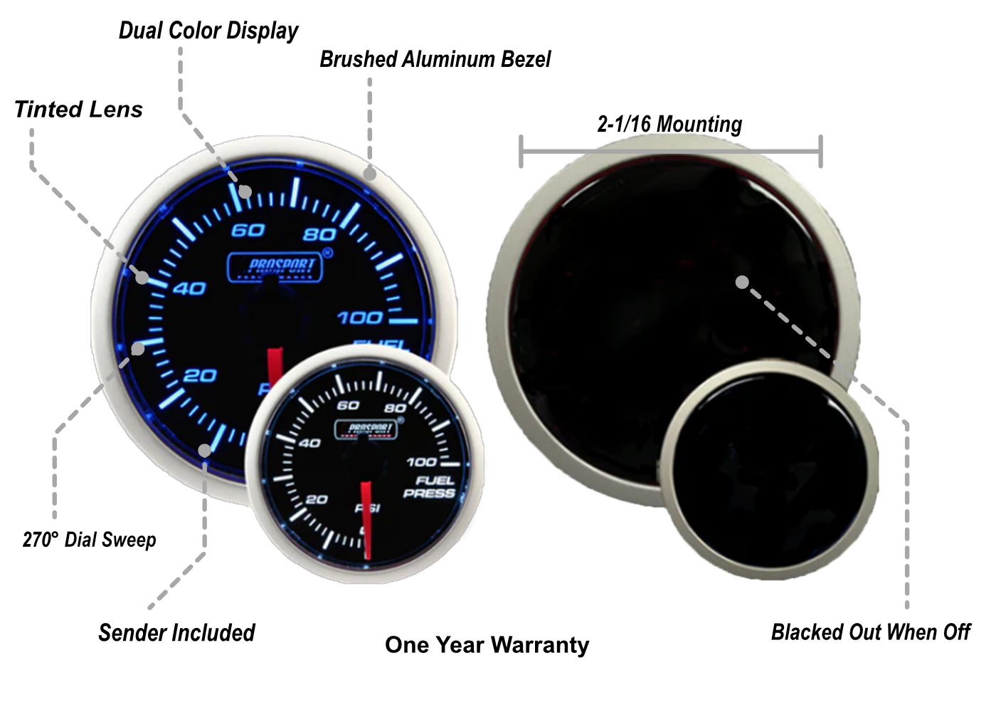 2-1/16" Blue/White Fuel Pressure-thumbmail-2