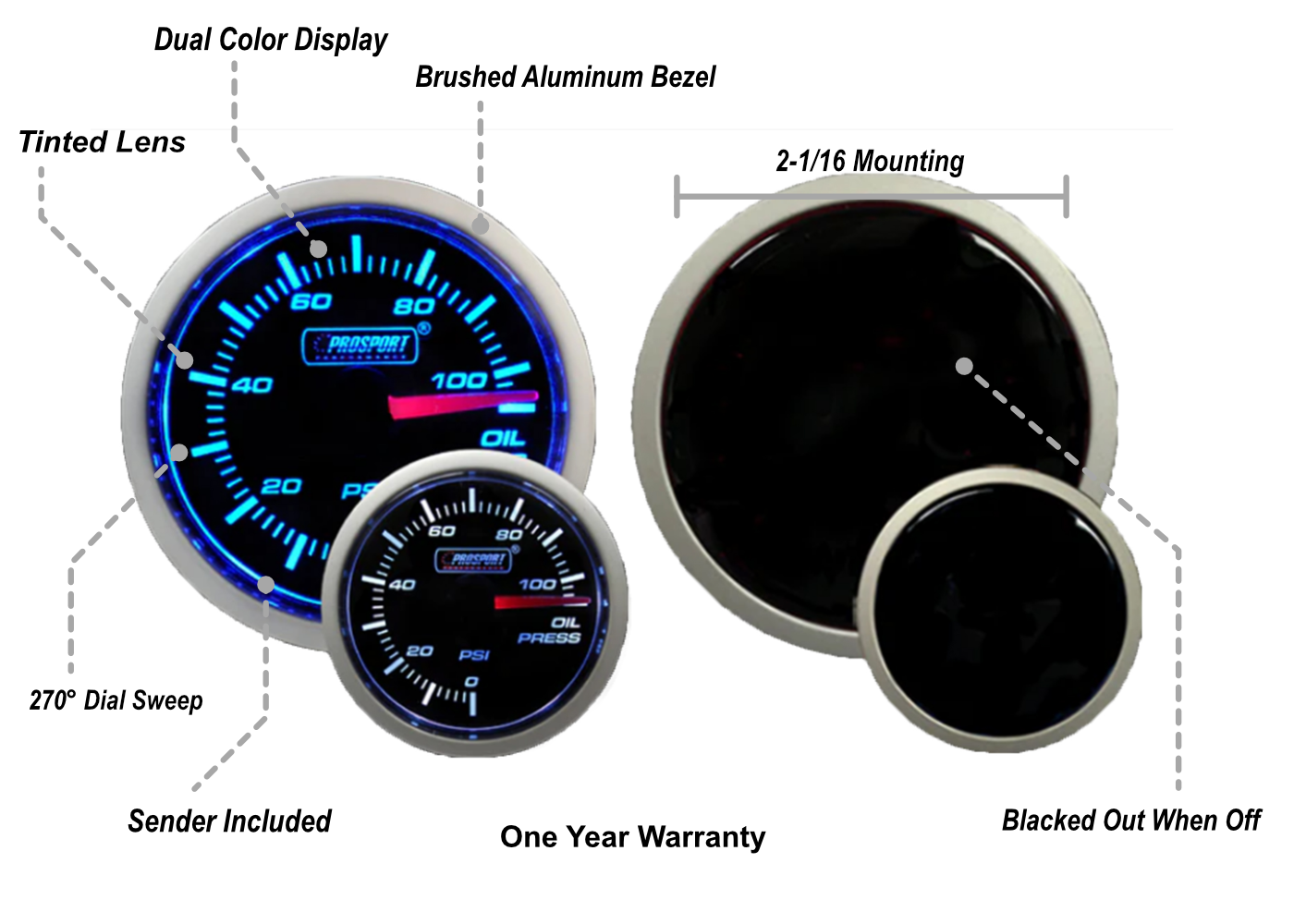 2-1/16" Blue/White Oil Pressure Gauge-thumbmail-2