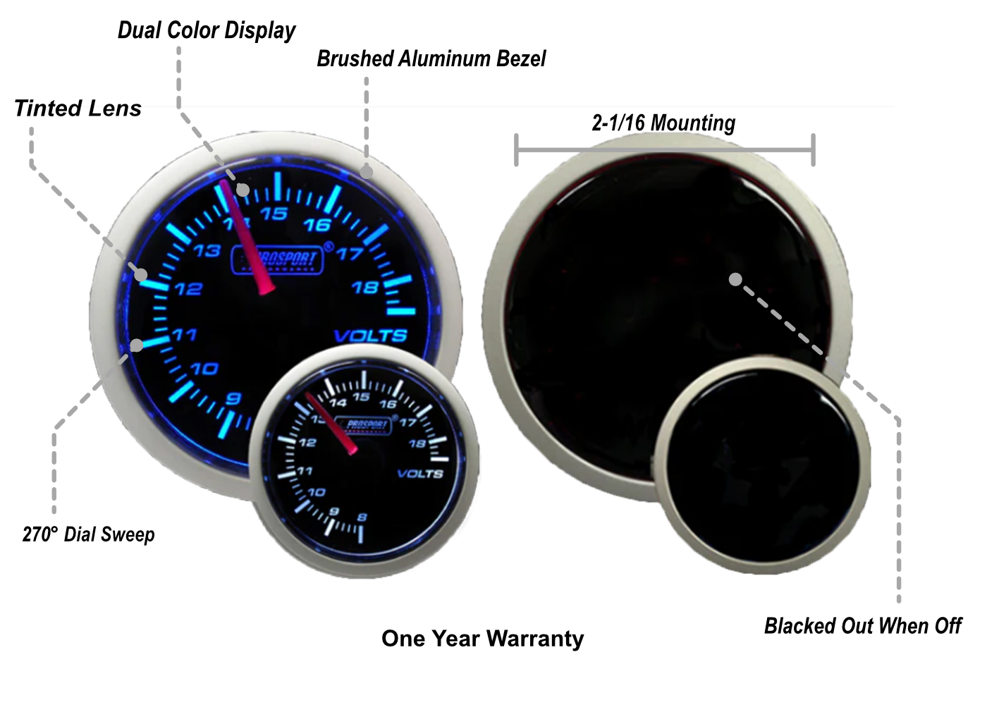 2-1/16" Blue/White Volt Gauge-thumbmail-2