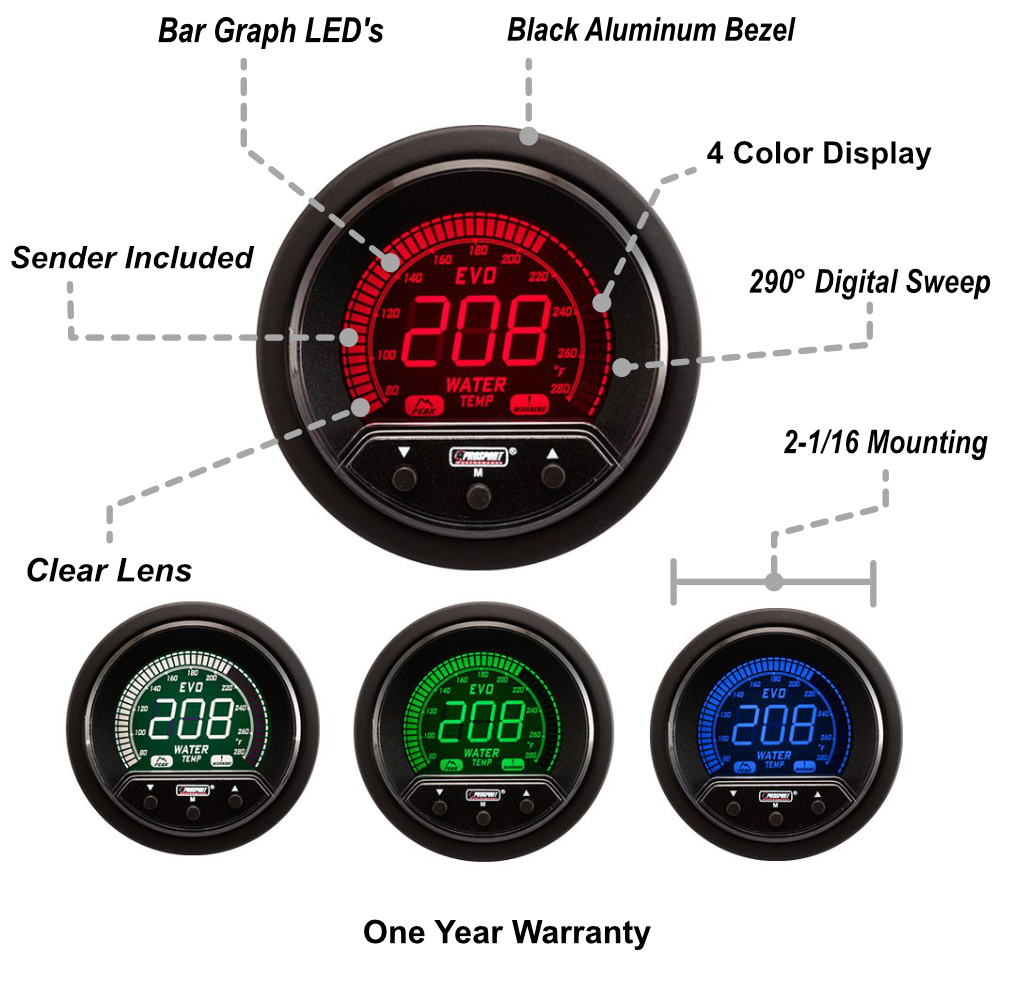 2-1/16" Premium Evo Electrical Water Temperature Gauge-thumbmail-3