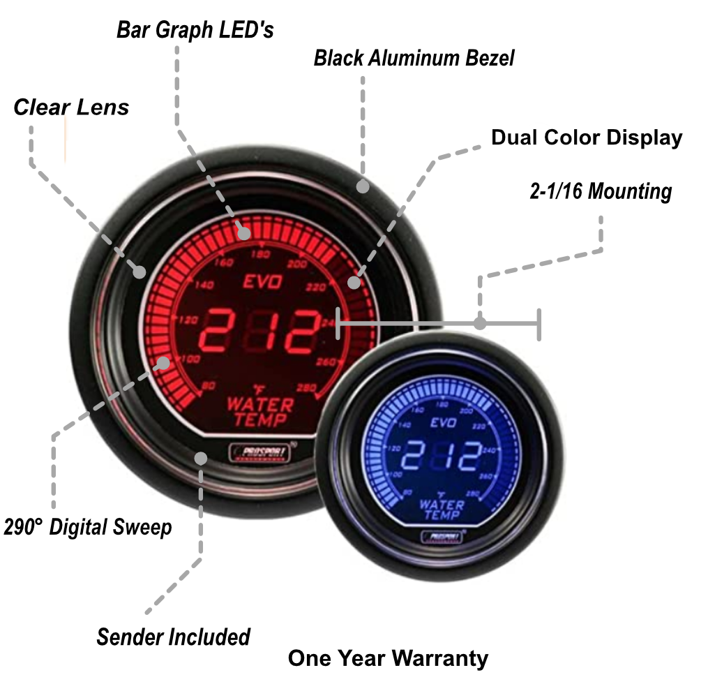 2-1/16" Evo Electrical Water Temperature Gauge-thumbmail-2
