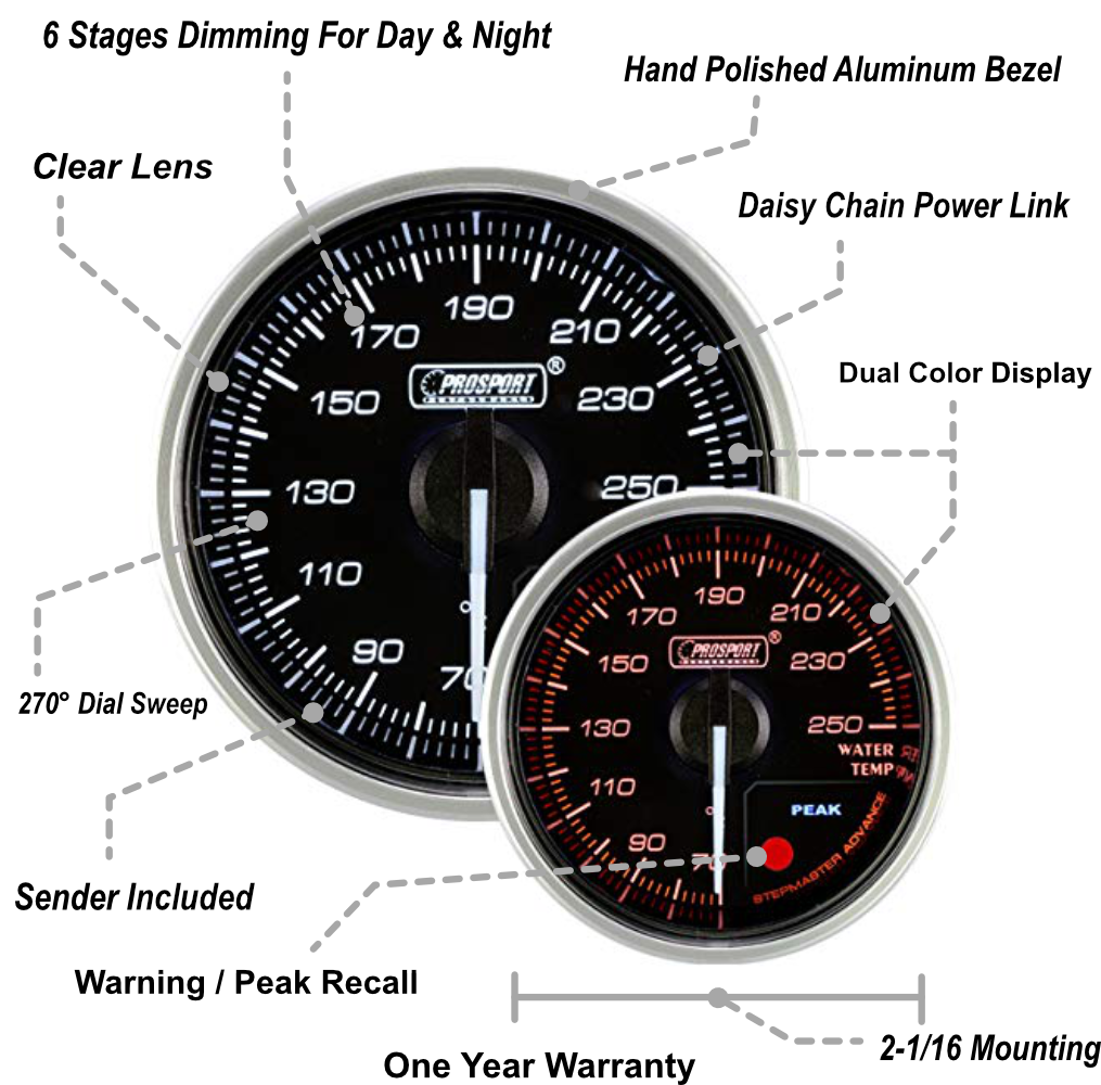 2-1/16" Supreme Series Electrical Water Temperature Gauge-thumbmail-2