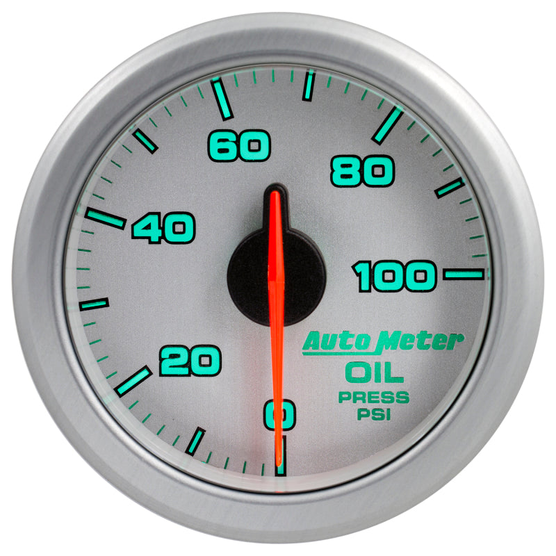 Autometer Airdrive 2-1/6in Oil Pressure Gauge 0-100 PSI - Silver-thumbmail-1