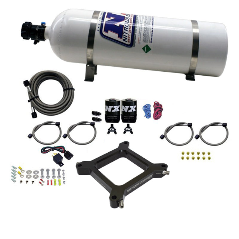 Nitrous Express 4150 Assassin Plate Pro Power Nitrous Kit (100-500HP) w/15lb Bottle-thumbmail-1