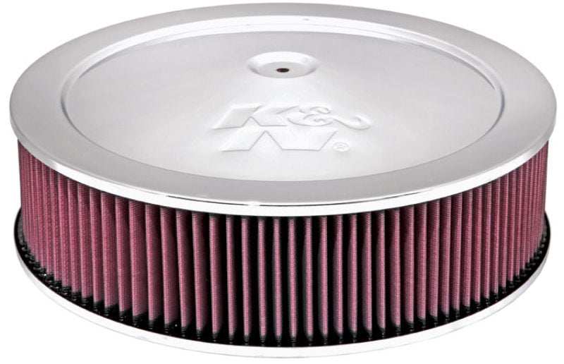K&N 14in Red Custom Air Cleaner Assembly - 5.125in ID x 14in OD x 3.75in H x 1.25in Drop Base-thumbmail-1