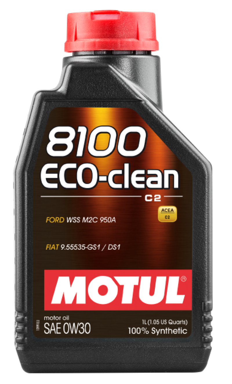 Motul 1L Synthetic Engine Oil 8100 Eco-Clean 0W30 12X1L - C2/API SM/ST.JLR 03.5007 - 1L-thumbmail-1