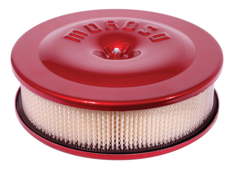 Moroso Race/Street Air Cleaner - 8-1/2in x 2-3/8in Filter - Aluminum - Red Powder Coat-thumbmail-1