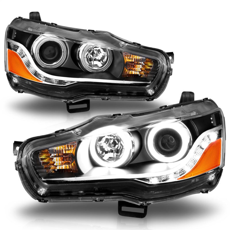 ANZO 2008-2015 Mitsubishi Lancer Projector Headlights w/ Halo Black (CCFL)-thumbmail-5