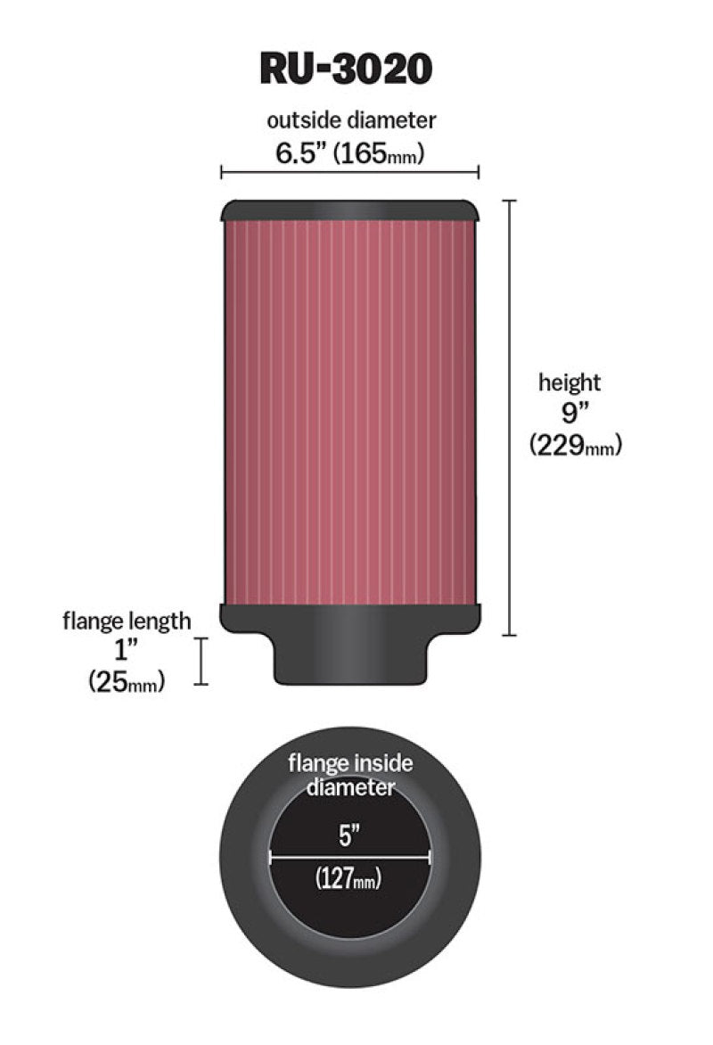 K&N Filter 2 1/4inch 10 Degree Flange 16 1/4inch x 4inch - 4 1/2inch Height-thumbmail-1