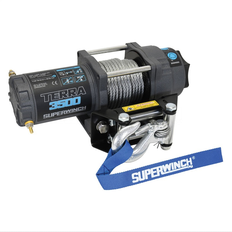 Superwinch 3500 LBS 12V DC 7/32 in x 32 ft Steel Rope Terra 3500 Winch - Gray Wrinkle-thumbmail-2