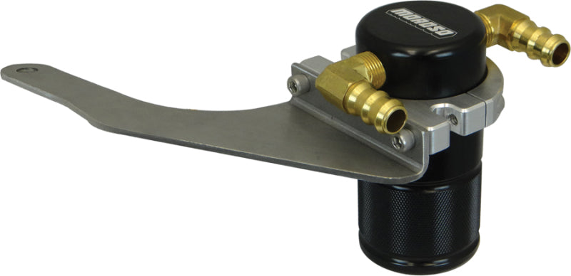 Moroso 15-17 Ford Mustang GT Air/Oil Separator Catch Can - Small Body - Billet Aluminum - Black-thumbmail-1