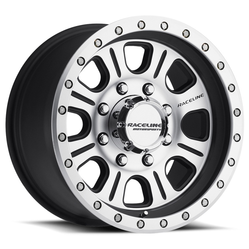 Raceline 928M Monster 17x9in / 6x139.7 BP / -12mm Offset / 107.95mm Bore - Black & Machined Wheel-thumbmail-1