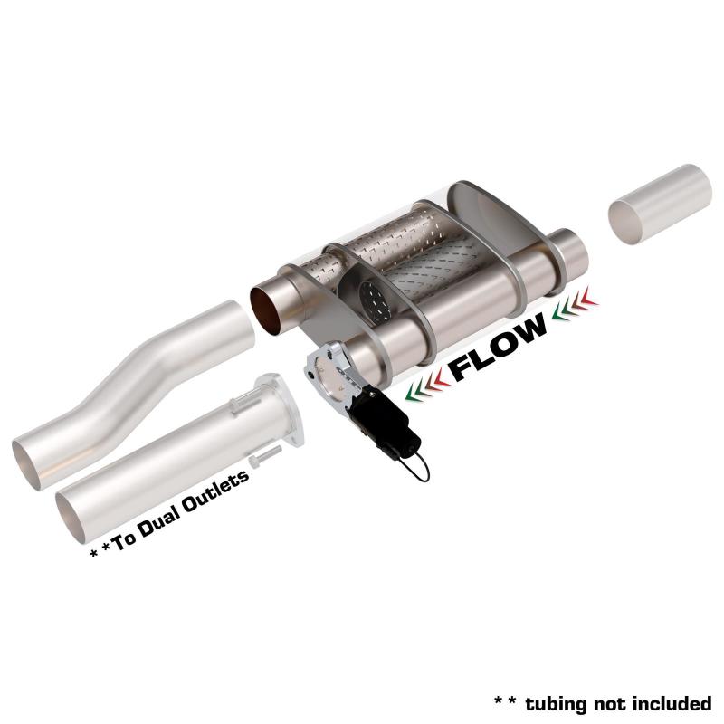QTP 3in Weld-On 304SS Screamer Muffler w/Bolt-On QTEC Electric Cutout-thumbmail-1