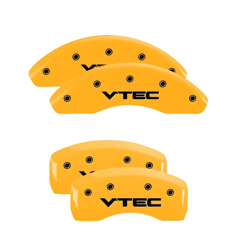 MGP 4 Caliper Covers Engraved Front & Rear Vtech Yellow Finish Black Char 2004 Honda Accord-thumbmail-1