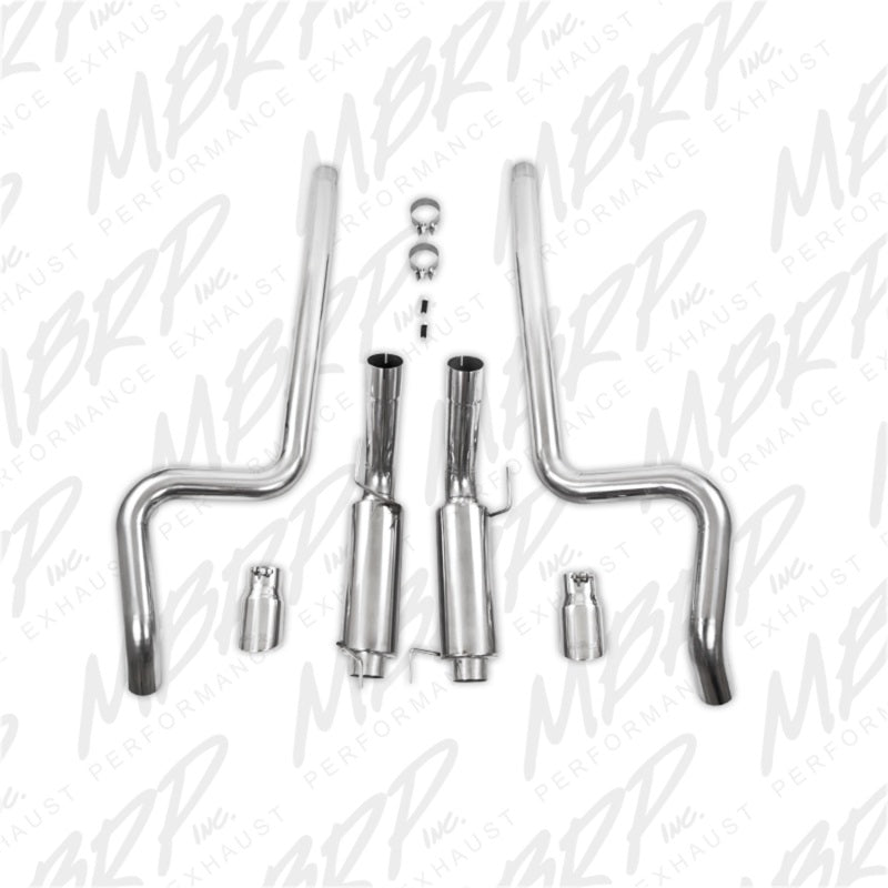 MBRP 05-09 Ford Shelby GT500 / GT Dual Split Rear Race Version, T409 4in Tips Exhaust System-thumbmail-4