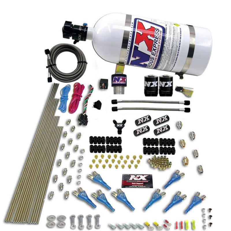 Nitrous Express Pro-Shk/Gas (200-600HP) 2 Fuel 1 Supershark Solenoid Nitrous Kit w/10lb Bottle-thumbmail-1