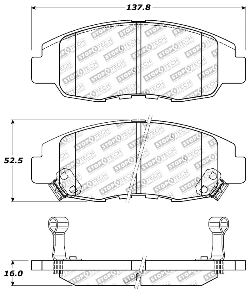 StopTech Performance 98-02 Honda Accord Coupe/Sedan 4cyl Rear Drum/Disc Front Brake Pads-thumbmail-3