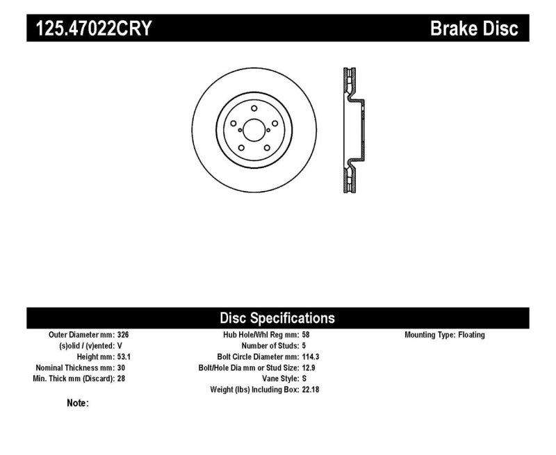 Stoptech 05-07 Subaru Impreza WRX Sti Front High Carbon CRYO-STOP Rotor-thumbmail-2