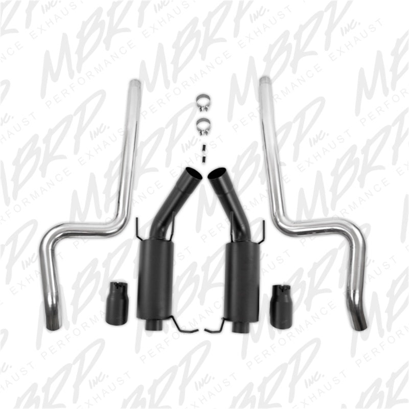 MBRP 11-14 Ford Mustang GT 5.0L 3in Cat Back Dual Split Rear Street Version 4in Tips - Black-thumbmail-4