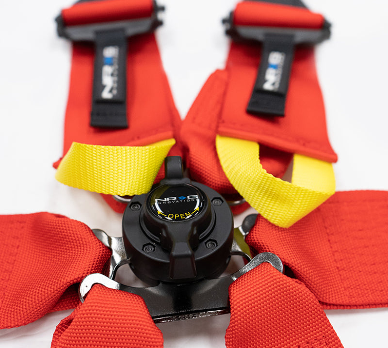 NRG FIA 6pt 2in. Shoulder Belt for HANS Device/ Rotary Cam Lock Buckle/ 3in. Waist Belt - Red-thumbmail-1