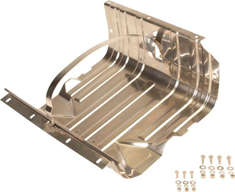 Kentrol 76-90 Jeep CJ/Wrangler YJ Gas Tank Skid Plate with strap - Polished Silver-thumbmail-1