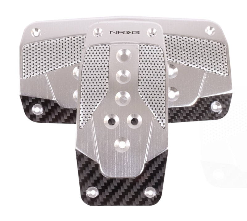 NRG Aluminum Sport Pedal A/T - Silver w/Black Carbon-thumbmail-1
