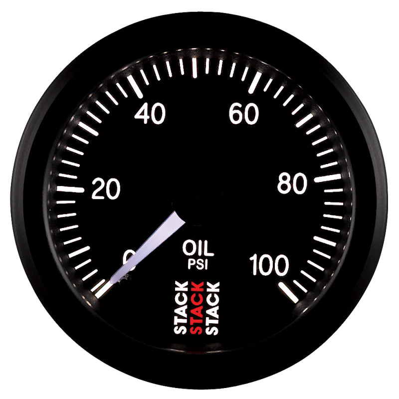 Autometer Stack 52mm 0-100 PSI 1/8in NPTF (M) Mechanical Oil Pressure Gauge - Black-thumbmail-2