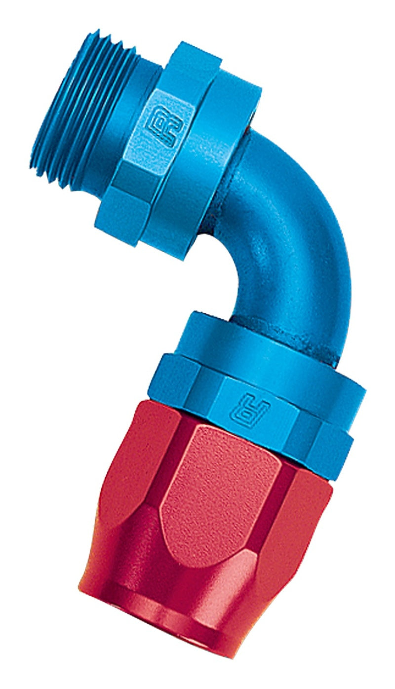 Russell Performance -10 AN Red/Blue 90 Deg Swivel Dry Sump Hose End (-12 Port 1-1/16in-12 Thread)-thumbmail-1