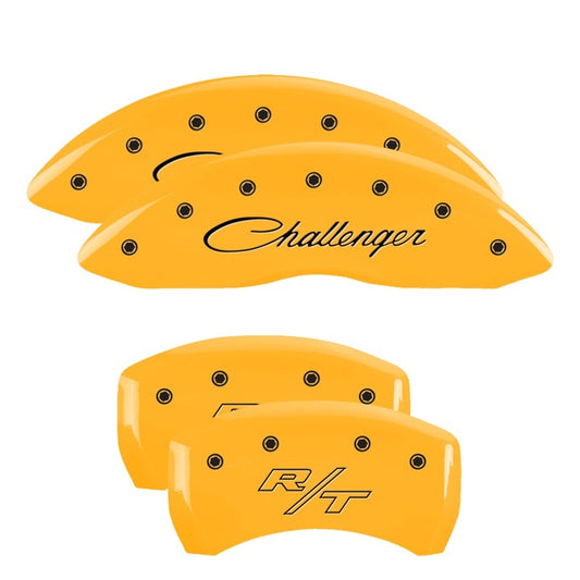 MGP 4 Caliper Covers Engraved Front Challenger Rear RT Yellow Finish Black Char 2006 Dodge Charger