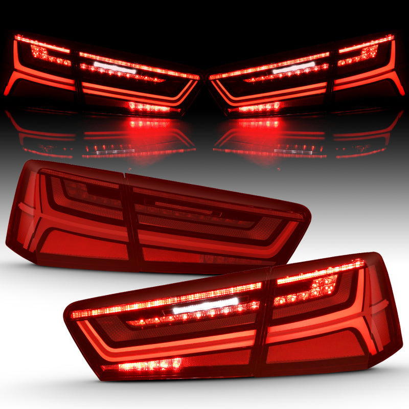 ANZO 2012-2018 Audi A6 LED Taillight Black Housing Red/Clear Lens 4 pcs (Sequential Signal)-thumbmail-3