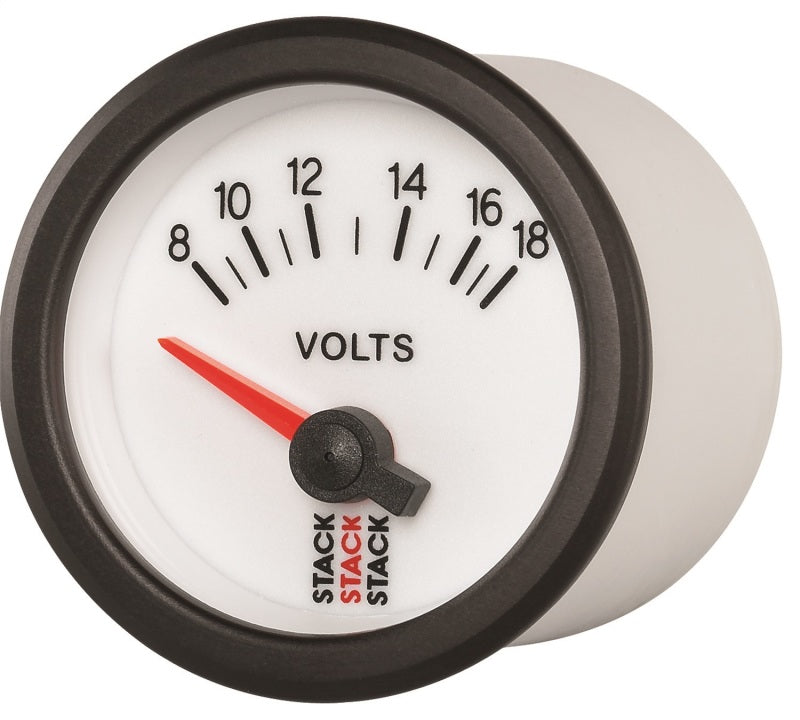 Autometer Stack 52mm 8-18V Electric Battery Voltage Gauge - White-thumbmail-2