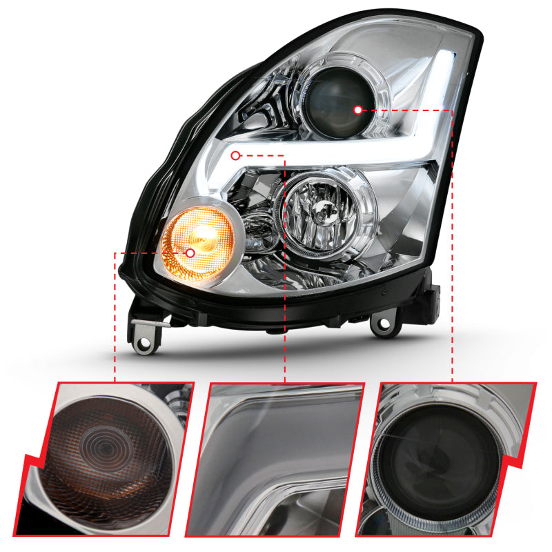 ANZO 2003-2007 Infiniti G35 Projector Headlight Plank Style Black (HID Compatible, No HID Kit )-thumbmail-3