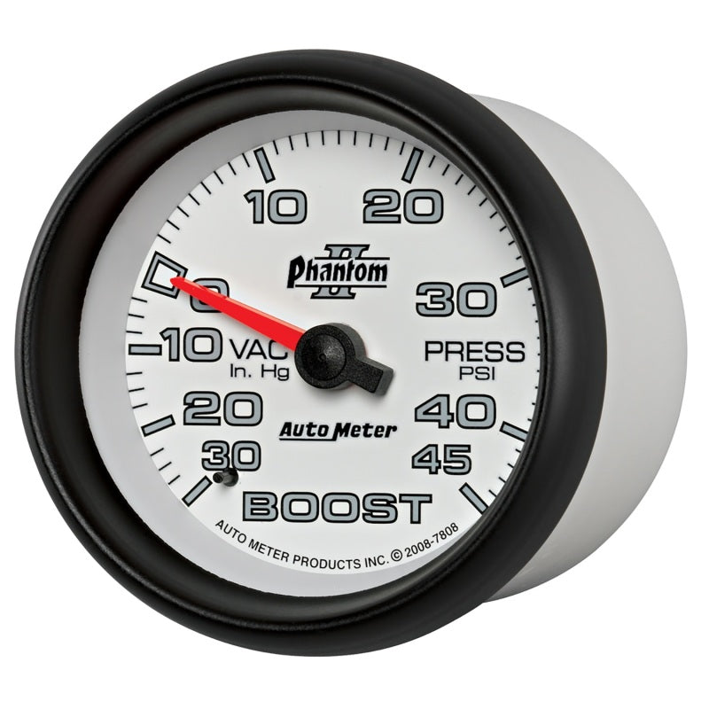 Autometer Phantom II 2-5/8in 30INHG-45PSI Phantom Mechanical Boost/Vacuum Gauge-thumbmail-2