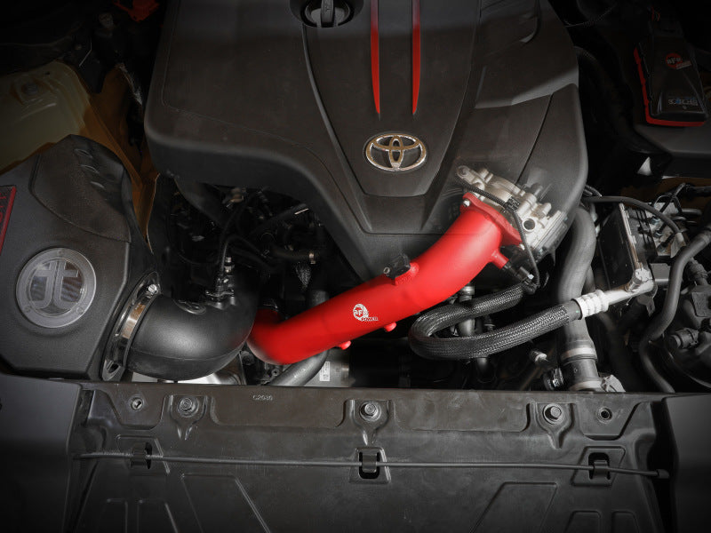 aFe BladeRunner Red 2-3/4in Aluminum Charge Pipe 2021 Toyota Supra GR (A90) I4-2.0L (t) B48-thumbmail-2