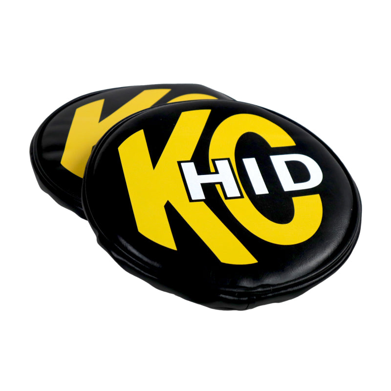 KC HiLiTES 8in. Round Soft Cover HID (Pair) - Black w/Yellow Brushed KC Logo-thumbmail-5