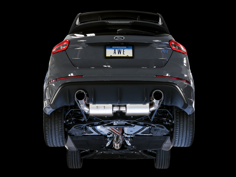 AWE Tuning Ford Focus RS Touring Edition Cat-back Exhaust- Resonated - Chrome Silver Tips-thumbmail-4