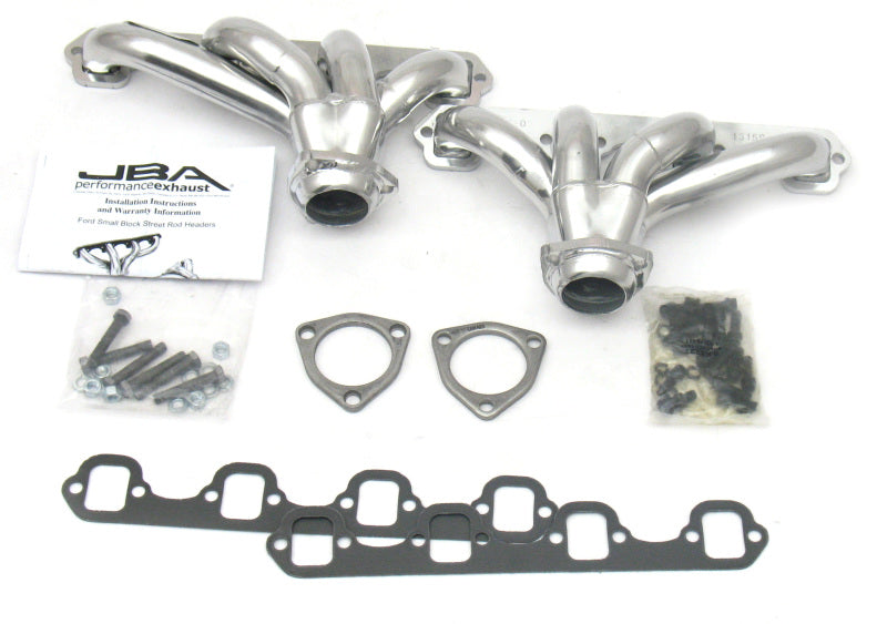 JBA Ford 260-351W SBF 1-5/8in Primary Silver Ctd Tight Tuck Header-thumbmail-1