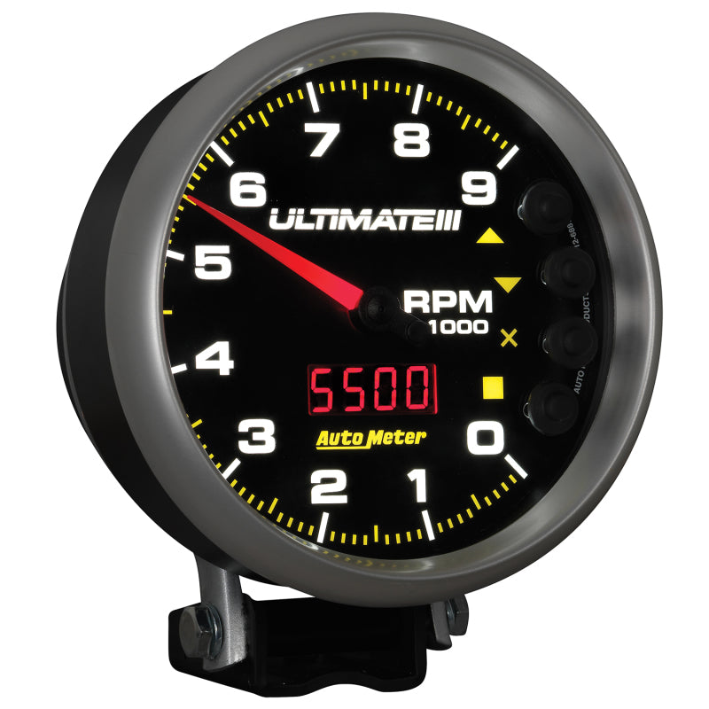 Autometer 5 inch Ultimate III Playback Tachometer 9000 RPM - Black-thumbmail-2