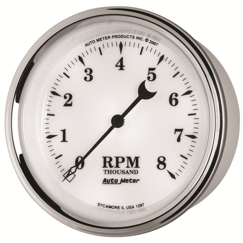 AutoMeter Gauge Tachometer 3-3/8in. 8K RPM In-Dash Old Tyme White II-thumbmail-2