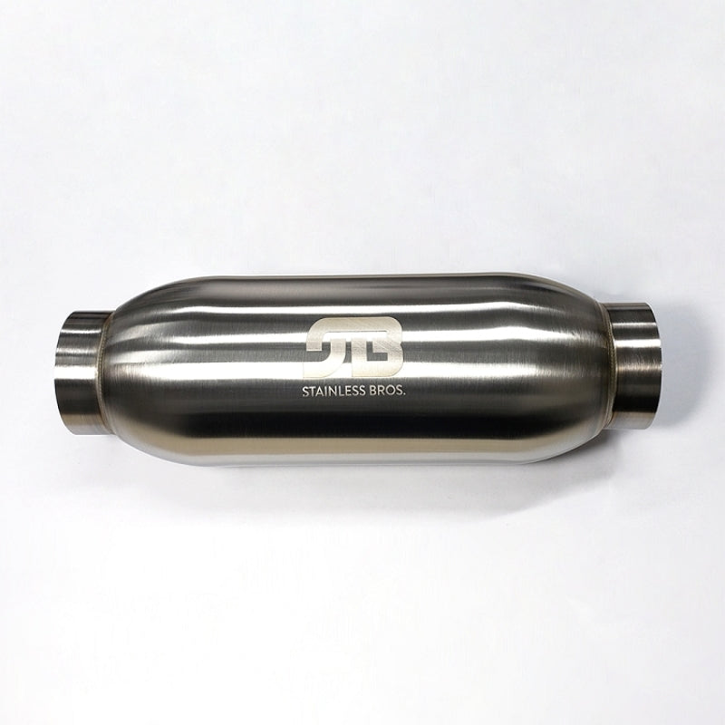 Stainless Bros 4in Body x 18in Length 3in Inlet/Outlet Bullet Resonator-thumbmail-1