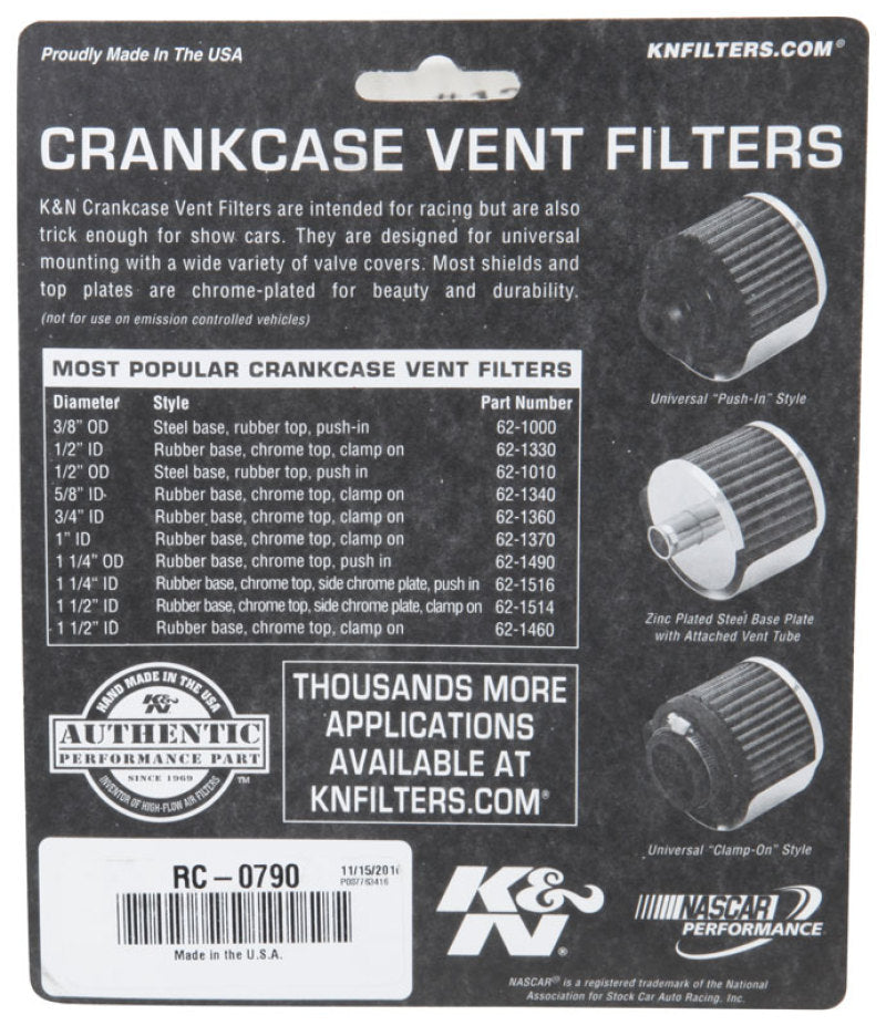 K&N Universal Chrome Filter 1 3/8 inch FLG / 2 1/2 inch Base / 2 inch Top / 2 1/4 inch Height-thumbmail-7