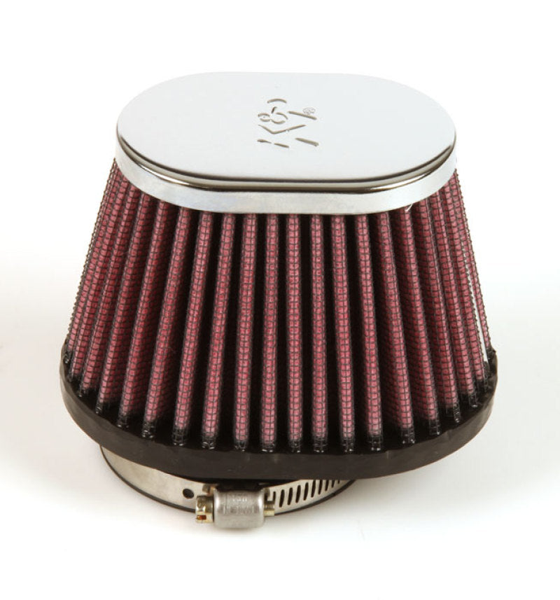 K&N Uni Chrome Oval Tapered Filter 2.125in FlgID x 4inB OL x 3inB OW x 3inT OL x 2inT OW x 2.75in H-thumbmail-6