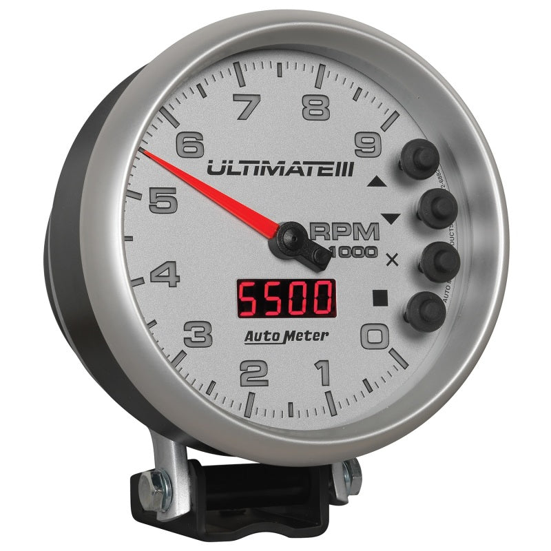 Autometer 5 inch Ultimate III Playback Tachometer 9000 RPM - Silver-thumbmail-2
