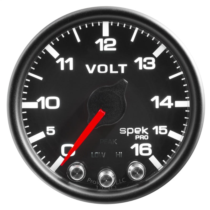 Autometer Spek-Pro Gauge Voltmeter 2 1/16in 16V Stepper Motor W/Peak & Warn Blk/Blk-thumbmail-1